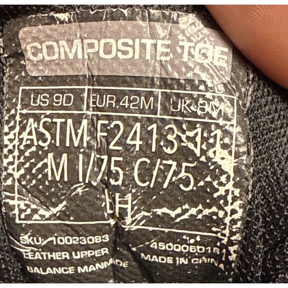 Ariat Men's Composite Toe Work Shoes Size 9 Black Gray ASTM F2413-18 - Picture 10 of 10